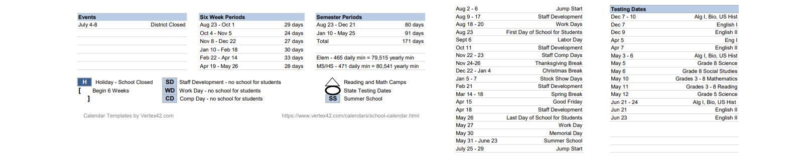 District School Academic Calendar Key for Center Point Residential Treatment