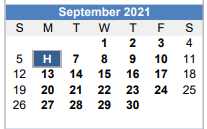 District School Academic Calendar for Center Point Elementary for September 2021