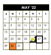 District School Academic Calendar for Centerville Jr-sr H S for May 2022