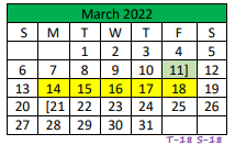 District School Academic Calendar for Central High School for March 2022