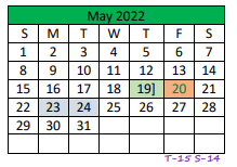 District School Academic Calendar for Central Junior High for May 2022