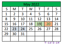 District School Academic Calendar for Central High School for May 2022