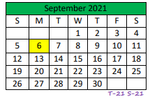 District School Academic Calendar for Central Primary for September 2021
