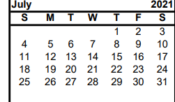 District School Academic Calendar for Nacogdoches Co Alternative Coop for July 2021