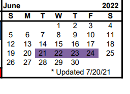 District School Academic Calendar for Nacogdoches Co Alternative Coop for June 2022