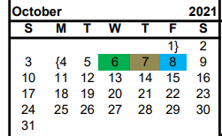 District School Academic Calendar for Nacogdoches Co Alternative Coop for October 2021