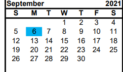 District School Academic Calendar for Nacogdoches Co Alternative Coop for September 2021