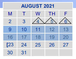 District School Academic Calendar for Alice Johnson Junior High for August 2021