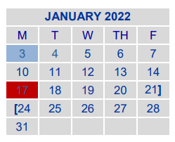 District School Academic Calendar for Crenshaw Primary for January 2022