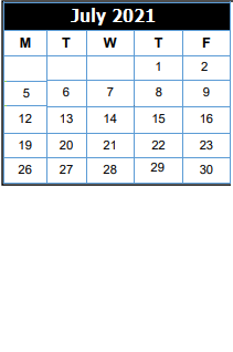 District School Academic Calendar for Jackson El for July 2021