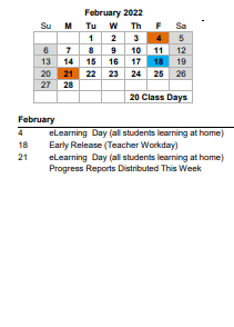 District School Academic Calendar for St James-santee Elem for February 2022