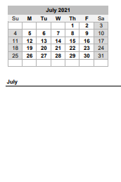 District School Academic Calendar for Garrett Academy Of Tech for July 2021