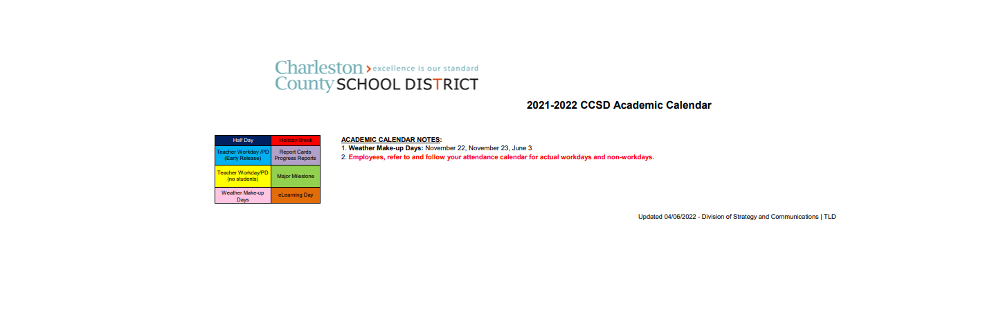 District School Academic Calendar Key for Sea Islands Youthbuild High School (charter)