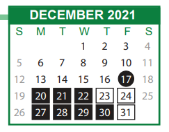 District School Academic Calendar for Pulaski Elementary School for December 2021