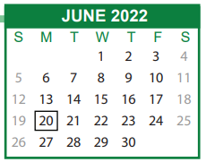 District School Academic Calendar for Howard Elementary School for June 2022