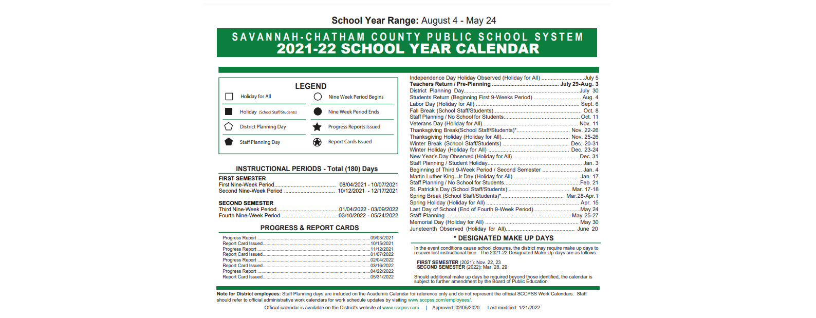 District School Academic Calendar Key for Georgetown Elementary School