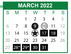 District School Academic Calendar for Coastal Middle School for March 2022