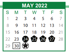 District School Academic Calendar for Savannah Corporate Academies for May 2022