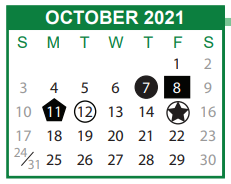 District School Academic Calendar for Mercer Middle School for October 2021