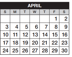 District School Academic Calendar for Heritage Elementary School for April 2022