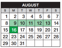 District School Academic Calendar for Dakota Valley Elementary School for August 2021