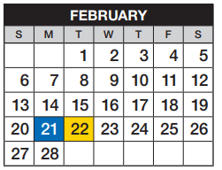 District School Academic Calendar for West Middle School for February 2022