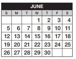 District School Academic Calendar for Sunrise Elementary School for June 2022