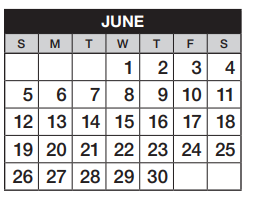 District School Academic Calendar for Cimarron Elementary School for June 2022