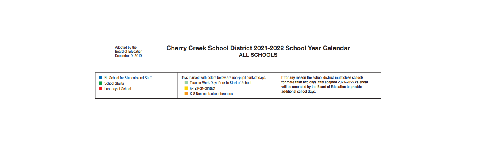 District School Academic Calendar Key for Greenwood Elementary School