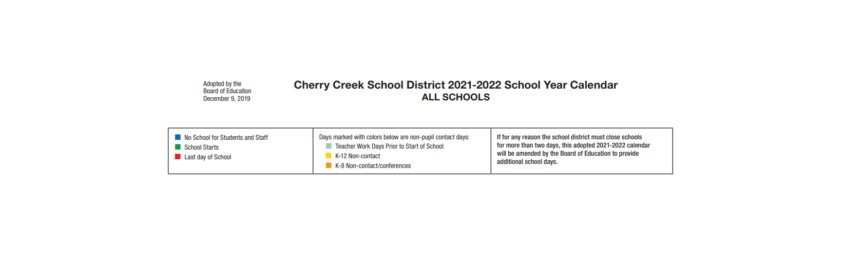 District School Academic Calendar Key for Eaglecrest High School