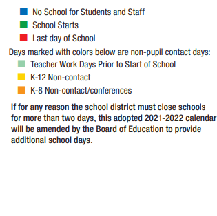 District School Academic Calendar Legend for Cimarron Elementary School