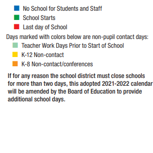 District School Academic Calendar Legend for Grandview High School