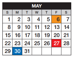 District School Academic Calendar for Thunder Ridge Middle School for May 2022