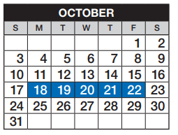 District School Academic Calendar for Falcon Creek Middle School for October 2021