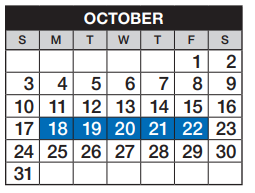 District School Academic Calendar for Heritage Elementary School for October 2021