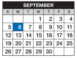 District School Academic Calendar for Sunrise Elementary School for September 2021