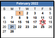 District School Academic Calendar for Great Bridge High for February 2022