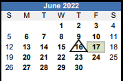District School Academic Calendar for Hickory High for June 2022