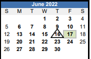 District School Academic Calendar for Greenbrier Primary for June 2022