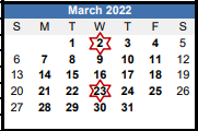 District School Academic Calendar for Cedar Road Elementary for March 2022