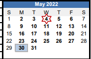 District School Academic Calendar for Oscar F. Smith High for May 2022