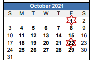 District School Academic Calendar for Camelot Elementary for October 2021