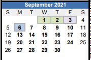 District School Academic Calendar for B. M. Williams Primary for September 2021