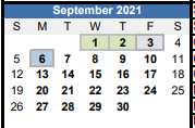 District School Academic Calendar for Camelot Elementary for September 2021
