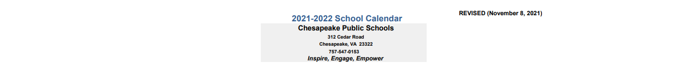 District School Academic Calendar for Camelot Elementary