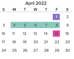 District School Academic Calendar for Salem Church Middle for April 2022