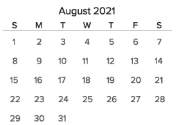 District School Academic Calendar for C. E. Curtis Elementary for August 2021
