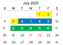 District School Academic Calendar for Robious Middle for July 2021