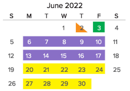 District School Academic Calendar for Cosby High for June 2022