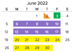 District School Academic Calendar for James River High for June 2022